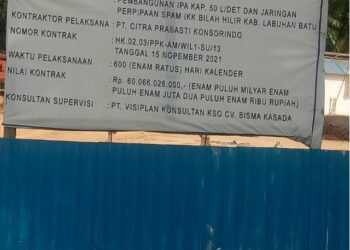 Instansi Hukum Diharap Segera Hentikan Proyek IPA IKK Bilah Hilir Labuhan Batu