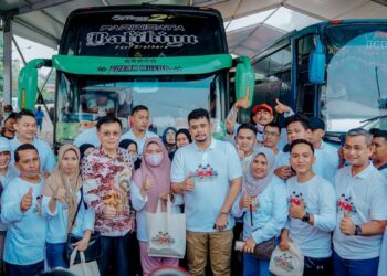 Hari Pertama Mudik Gratis Bareng Pemko Medan, Bobby Nasution Lepas 2.262 Pemudik Dengan 57 Bus