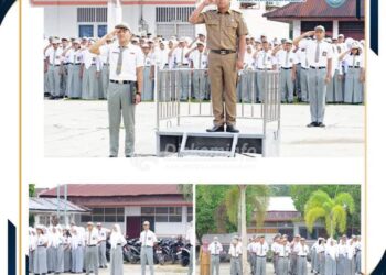 Plt Kadis Kominfo Labuhanbatu Inspektur Upacara di SMA Negeri I Rantau Utara