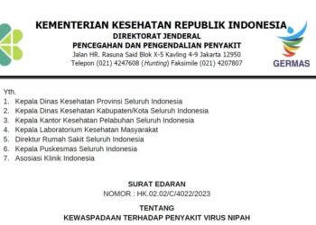 Kemenkes RI Terbitkan Edaran Kewaspadaan Terhadap Virus Nipah