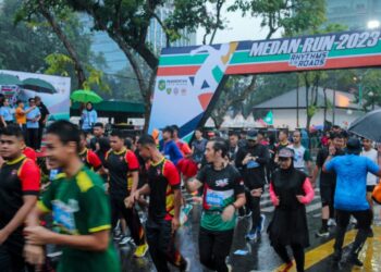 Meski Hujan Mengguyur, Ribuan Peserta Tetap Antusias Ikuti Medan Run 2023