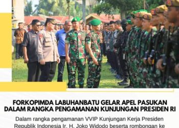 Dandim 02/09 LB Pimpin Apel Gelar Pasukan Dalam Rangka Pengamanan Kunker Presiden Jokowi ke Labuhanbatu