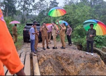 Franc Bernhard Tumanggor Tinjau jembatan putus di Dusun Lae Mrempat