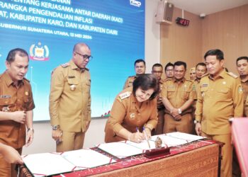 Penandatanganan Kesepakatan KAD Karo, Dairi dan Langkat, Pj Gubernur Sumut Terus Dorong Upaya Pengendalian Inovasi Pemkab/Pemko