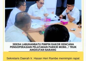 Sekdakab Labuhanbatu Pimpin Rapat Pengoperasian Pelataran Parkir Mobil Dan Truk Angkutan Barang