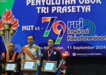 HUT ke- 79 LPP RRI, Wali Kota Medan Ikuti Prosesi Penyulutan Obor Tri Prasetya