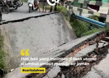 Jembatan Penghubung Jl. Budi Utomo Siumbut-Umbut Menuju Air Joman Putus