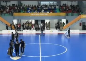 Waduuh..Lapangan Bocor, Laga Futsal Antara Sumut VS Jakarta Ditunda Padahal Baru Saja Direhab
