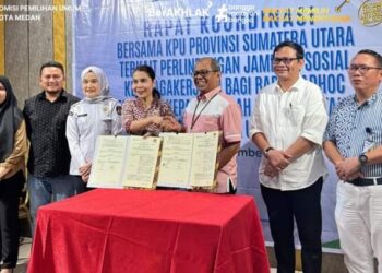 KPU Medan Hadiri Rakor Perlindungan Jaminan Sosial Ketenagakerjaan Badan Adhoc Pilkada Tahun 2024