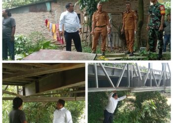 Camat Kota Kisaran Timur Tinjau Langsung Jembatan Belly yang tergerus Longsor di Bagian Pondasi