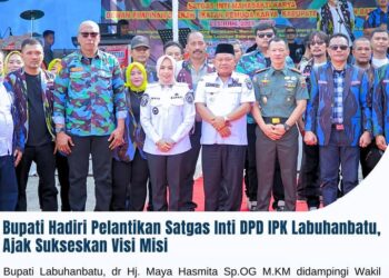 Hj Maya Hasmita Hadiri Pelantikan Satgas Inti Mahasakti DPD IPK Labuhanbatu