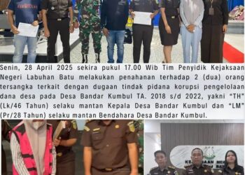 Dugaan Korupsi Dana Desa Rp 1,6 M, Kejari Labuhanbatu Resmi Menahan Kades Dan Bendahara Desa Bandar Kumbul TH