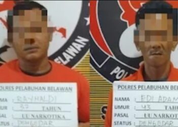 Dua Pengedar Narkoba di Desa Kota Datar Berhasil Diringkus Sat Narkoba Polres Belawan