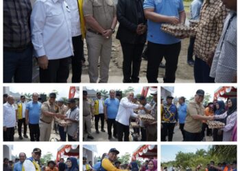 Bupati Asahan Bersama Wakil Bupati Asahan Serahkan Bantuan dan Tinjau Tanggul Jebol di Desa Sei Dua Hulu