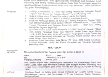 Terkait ASN Tiga Bulan Tidak Masuk Kerja Tanpa Keterangan, Bupati Berhentikan PN Sementara Dari Jabatannya