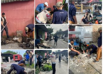 Kelurahan Selawan Laksanakan Gotong Royong Bersihkan Drainase di Jalan Amir Hamzah