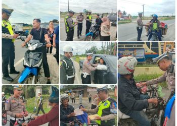 Satlantas Polres Asahan Gelar Penyuluhan Serta Himbauan Keselamatan Pada Ops Zebra Toba 2025 di Simpang Empat