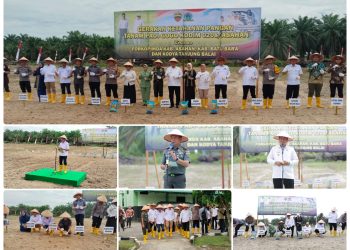 Gerakan Ketahanan Pangan Tanam Padi GOGO Kodim 0208/Asahan Bersama Forkopimda Kabupaten Asahan, Kabupaten Batu Bara dan Kodya Tanjung Balai di Eks HGU PT. BSP Tbk