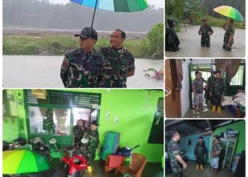 Dandim 0208/Asahan Melakukan Peninjauan Rumah Anggota Yang Terdampak Banjir di Asrama Militer Gunung Sibayak
