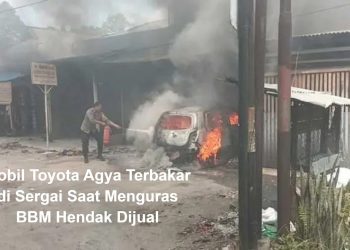 Mobil Toyota Agya Terbakar di Sergai Saat Menguras BBM Hendak Dijual