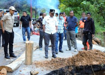 Bupati Madina Minta Pemprov Sumut Segera Tangani Jalan Amblas Jembatan Merah-Muarasoma