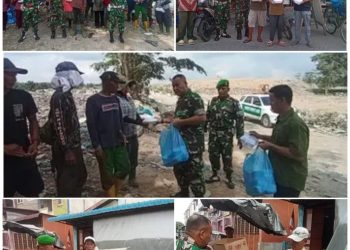 Kodim 0208/Asahan Terus Tebar  Kebaikan di Hari Jumat Berbagi Dengan Abang Becak Gowes dan Pengepul  Barang Bekas 