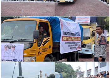 Bupati Asahan Bersama Danlanal dan Forkopimda Lepas Bantuan untuk Korban Bencana di Sumatera Utara, Aceh, dan Sumatera Barat