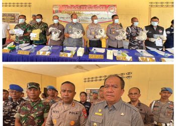 Kapolres Asahan Pimpin Press Release, 5 Kg Sabu Asal Malaysia Berhasil Digagalkan