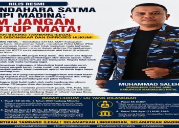 PM Jangan Jadi ‘Penonton’, Dugaan Beking Tambang Ilegal di Madina Harus Dibongkar
