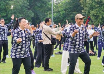 Taman Cadika Jadi Saksi Kekompakan 98 Wali Kota Se-Indonesia Senam Pagi Bersama