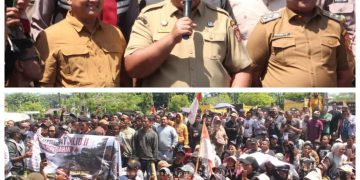 Tuntut Perbaikan Jalan Yang Puluhan Tahun Rusak Ribuan Warga Diempat Desa Demo Ke Kantor Bupati Asahan