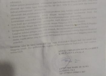 Terkait Surat Pemangkasan Pohon, Kepala DLH Kabupaten Langkat Belum Mau Memberi Jawaban