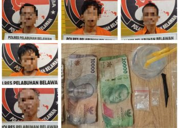 Pengedar dan Pengguna Shabu diamankan Satnarkoba Polres Belawan di Labuhan Deli