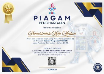 Pemko Medan Raih Peringkat II Skor Arsib ASN Wilayah Kanreg VI BKN