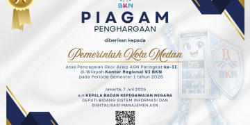 Pemko Medan Raih Peringkat II Skor Arsib ASN Wilayah Kanreg VI BKN