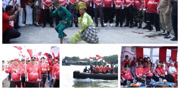 Bupati Asahan Kibarkan Bendera Merah Putih Raksasa di Panton Perairan Bagan Asahan