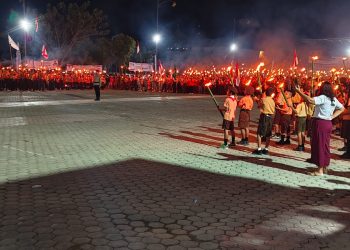 Pawai Obor HUT ke-81 Kemerdekaan RI, Pelajar se-Kecamatan Teluk Dalam Kobarkan Semangat Nasionalisme