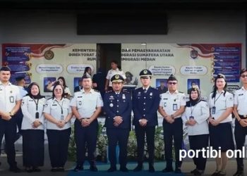 Kanim Kelas II TPI Belawan dan Jajaran Dirjen Imigrasi Sumut Hadiri Upacara HUT RI Ke 81 di Rudenim Medan