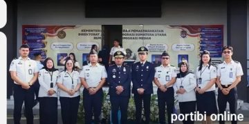 Kanim Kelas II TPI Belawan dan Jajaran Dirjen Imigrasi Sumut Hadiri Upacara HUT RI Ke 81 di Rudenim Medan