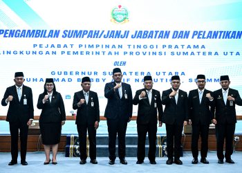 Gubernur Bobby Nasution Lantik Tiga Pejabat Pimpinan Tinggi Pratama, Tekankan Target Pembangunan Terukur