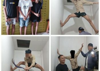 Jatanras Polres Asahan Amankan Tiga Remaja, Dua Sajam Celurit Ditemukan di Atap Rumah