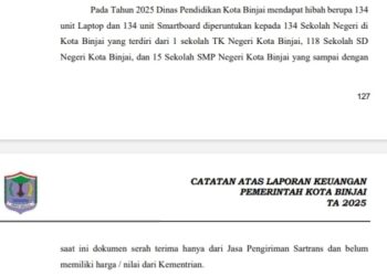 Dugaan Kelemahan Administrasi Hibah Laptop dan Smartboard di Disdik Binjai, BPK Soroti Dokumen Serah Terima